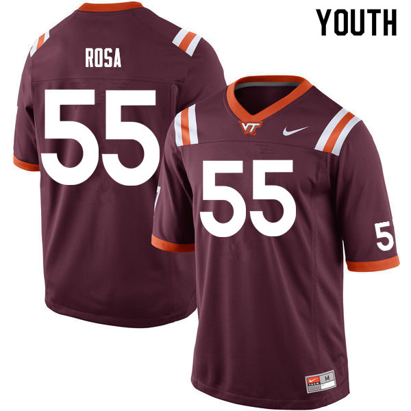 Youth #55 Austin Rosa Virginia Tech Hokies College Football Jerseys Sale-Maroon